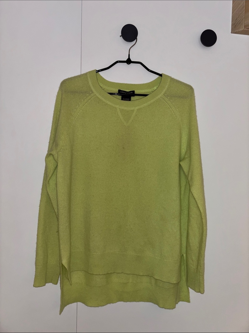 Lord & Taylor Bright Lime Crewneck Sweater